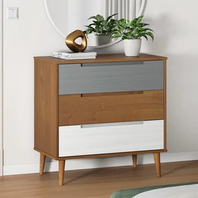 vidaXL Armário de gavetas MOLDE 80x40x80 cm pinho maciço castanho