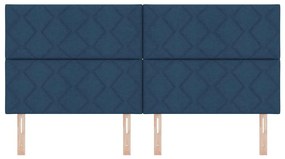 Cabeceira Azul 200 cm com Design de Blocos de Diamante em Tecido