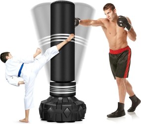 Saco de boxe 48 cm x 48 cm x 170 cm resistente a rasgos com rebote rápido e base com ventosa para adultos, jovens e crianças para uso doméstico Preto