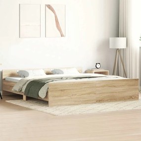 Estrutura cama c/ cabeceira/apoio pés 160x200cm carvalho sonoma