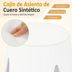 Conjunto de 8 bancos empilháveis de plástico portáteis sem encosto, não requer montagem, para sala de aula, casa ou escritório, 46 cm, branco