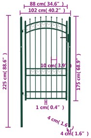 Portão para cerca com espetos 100x175 cm aço verde