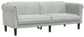 2 pcs conjunto de sofás veludo cinzento-claro