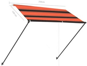 Toldo retrátil com LED 250x150 cm laranja e castanho