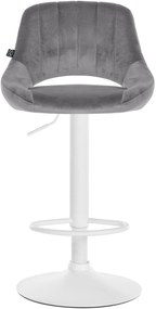 Banco alto Milet em veludo com estrutura branca 85-106 x 47 x 48 cm Cinzento