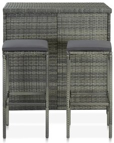 3 pcs conjunto de bar vime PE cinzento