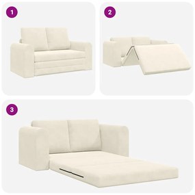 Sofá-Cama 2 em 1 Creme 148x71x83 cm Veludo