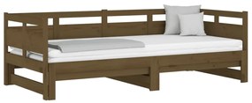 Sofá-cama puxar pinho maciço castanho mel 2x(80x200) cm