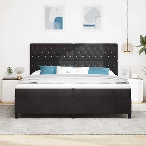 Cama Box Spring vidaXL com Colchão e LED Preta 200x200 cm de Veludo