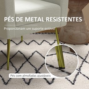 Poltrona Sala de Estar Individual Estofada com Apoio para a Cabeça e Pés de Metal 71x65x90 cm Creme