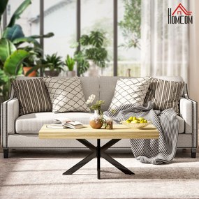 Mesa de centro retangular, estilo industrial, em metal preto com tampo com efeito de madeira - 110 x 60 x 45 cm