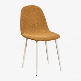 Cadeira De Jantar Glamm Deluxe Em Tecido Bouclé Bouclé Amarelo Mel - Sklum