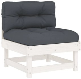 7pcs conjunto lounge jardim c/ almofadões madeira maciça branco