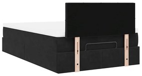 Estrutura de cama otomana com colchão 120x200 cm veludo preto