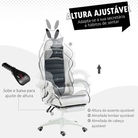Cadeira Gaming Profissional Cadeira Gamer Giratória de Couro PU com Altura Ajustável Inclinável 135° Apoio para a Cabeça e Apoio para os Pés para Escr