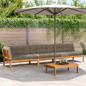 vidaXL 4 pcs móveis de paletes p/ jardim c/ almofadões acácia maciça