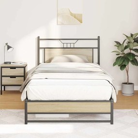 Estrutura de cama sem colchão 107x203 cm carvalho sonoma