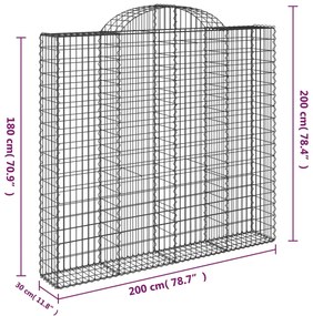 Cestos gabião arqueados 3pcs 200x30x180/200cm ferro galvanizado