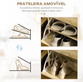HOMCOM Sapateira Móvel para Sapatos Estreito com 2 Compartimentos e 2 Gavetas para 12 Pares de Sapatos para Sala de Estar Entrada Corredor 80x30x91,5 cm Carvalho