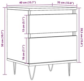 Mesa cabeceira 40x35x50 cm derivados madeira carvalho artisiano