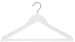 Conjunto de 50 cabides de madeira 44,5 x 23 cm branco + prateado
