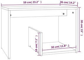 Mesa de apoio 59x36x38 cm derivados de madeira cinzento sonoma