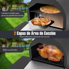 Forno de pizza a lenha para exterior com cobertura de tecido Oxford, termómetro de grelhador para churrasco e campismo