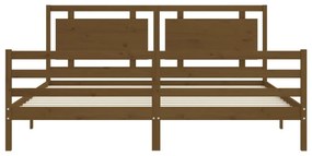 Estrutura cama c/ cabeceira 200x200cm maciço castanho-mel