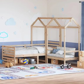 vidaXL Conjunto de sofá-cama e banco c/ telhado 90x200 cm pinho maciço