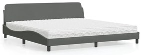 vidaXL Cama com colchão 200x200 cm tecido cinzento-escuro