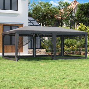 vidaXL Tenda festas c/ 6 paredes laterais em rede 6x4 m PEAD antracite