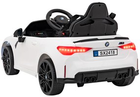 Carro elétrico para Crianças BMW M4 12V Rodas Espuma EVA, Assento couro ecológico Branco