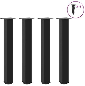 Pés de mesa de console 4 peças, preto, 72-74 cm, aço