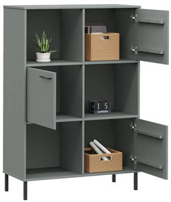 Estante c/ pernas metal 95x35x128,5cm madeira maciça OSLO cinza