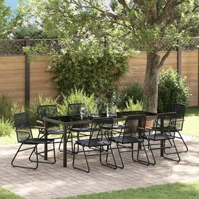 vidaXL Conjunto de Jantar de Jardim 9 Peças Preto Rattan PVC