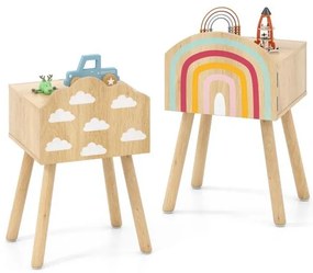 Mesa de atividades para crianças com 2 cadeiras e 1 banco de armazenamento