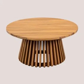 Mesa De Centro Para Jardim Redonda Ø80 Cm Em Madeira De Acácia Mura Castanho Acácia Rústico - Sklum