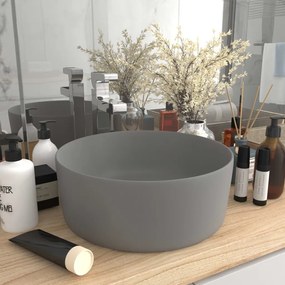 147015 vidaXL Lavatório luxuoso redondo 40x15 cm cerâmica cinzento-claro mate