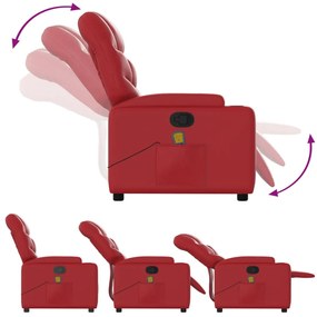 Poltrona de massagens reclinável couro artificial vermelho