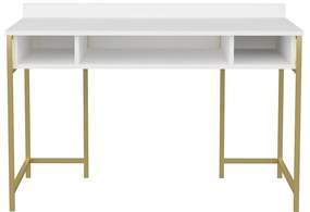 Secretária de Estudo Alma - Dourado e Branco - 120x60x74,8 cm