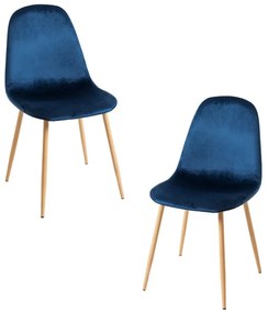 Pack 2 Cadeiras Teok Veludo - Azul médio