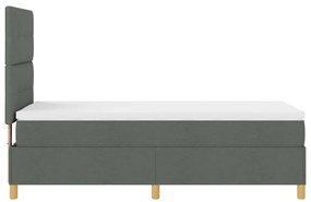 Cama Box com Colchão e LED Cinza Escuro 90x200 cm Tecido