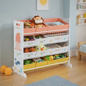 Estante para quarto infantil com 12 caixas de tecido 83 x 38 x 78 cm branca