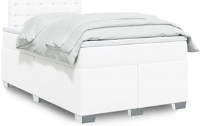 Cama com molas/colchão 120x200 cm couro artificial branco