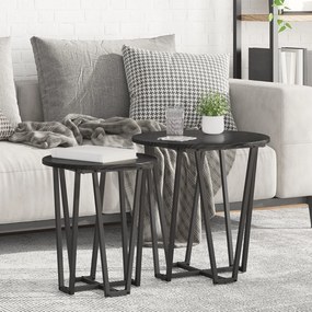 Mesa de Apoio vidaXL 2 pcs Preto Carvalho Madeira Engenharia e Metal