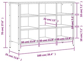 Sapateira 100x35x70 cm derivados de madeira cinzento sonoma