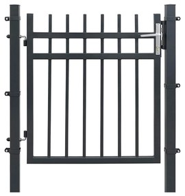 Portão de jardim SONGMICS, porta de jardim de ferro galvanizado, portão de cerca, resistente e durável, com fechadura de qualidade, maçaneta e chave, 106 x 100 cm (C x A), cinza GGD350G