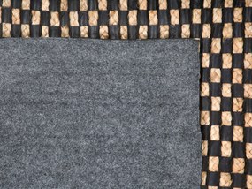 Tapete de pele genuína preta e creme 80 x 150 cm GERCE Beliani