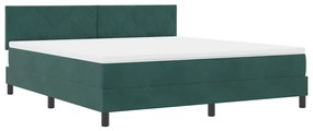 Cama Box com Colchão &amp; LED Verde Escuro 180x200 cm Veludo