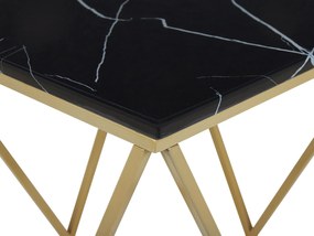 Mesa de apoio efeito de mármore preto com dourado MALIBU Beliani